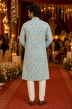 Cerulean Mosaic Printed Ethnic Kurta for Men - Image 2