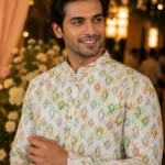 Elegant Pastel Ikat Print Men's Ethnic Kurta