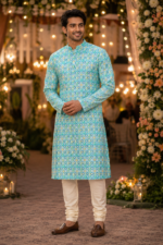 Cerulean Bloom Ethnic Kurta for Men - Image 2