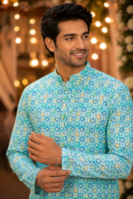 Cerulean Bloom Ethnic Kurta for Men