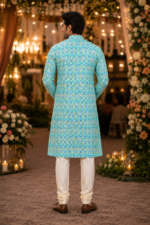 Cerulean Bloom Ethnic Kurta for Men - Image 3