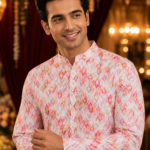 Abstract Printed Cotton Silk Designer Kurta for Men