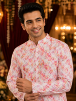 Abstract Printed Cotton Silk Designer Kurta for Men