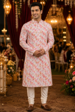 Abstract Printed Cotton Silk Designer Kurta for Men - Image 3