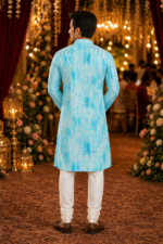 Serene Sky Blue Printed Ethnic Men's Kurta - Image 2