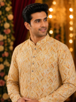 Sun-Kissed Geometric Print Cotton Kurta for Men
