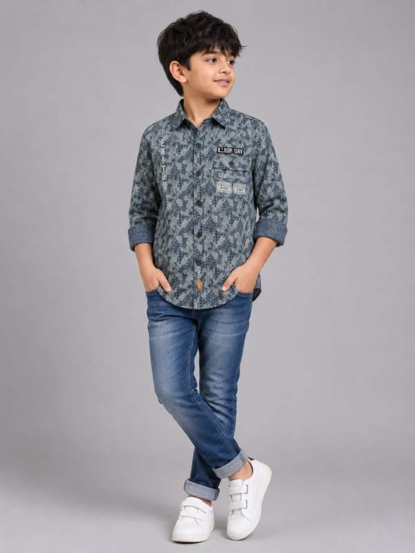 Boys Urban Graphic Print Button-Down Shirt - Image 4