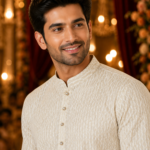 Elegant Off-White Textured Ethnic Kurta for Men