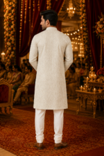 Elegant Off-White Textured Ethnic Kurta for Men - Image 3