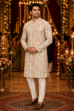 Rustic Earth-Tone Printed Men's Ethnic Kurta - Image 3