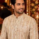 Rustic Earth-Tone Printed Men's Ethnic Kurta