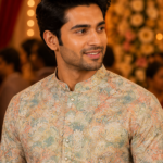 Elegant Pastel Floral Print Men's Ethnic Kurta