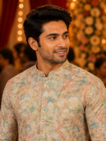 Elegant Pastel Floral Print Men's Ethnic Kurta