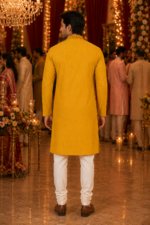 Sun-Kissed Mustard Embroidered Men's Kurta for Festive Occasions - Image 4