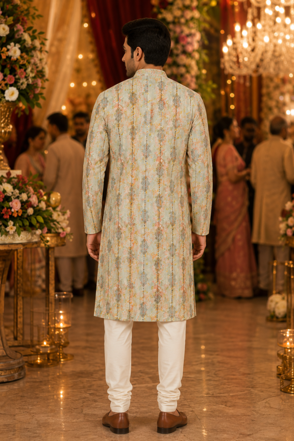 Elegant Floral Print Ethnic Kurta for Men - Image 3
