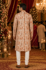 Rustic Earth-Tone Printed Men's Ethnic Kurta - Image 3