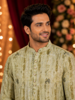 Sage Green Printed Ethnic Kurta for Men | Festive Traditional Wear