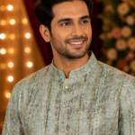 Sage Green Floral Printed Traditional Kurta for Men