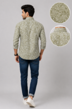 Sage Green Paisley Print Slim Fit Button-Down Shirt - Image 4