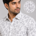 Men's Premium Grey Botanical Print Cotton Shirt