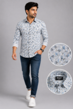 Olwin Men's Geometric Pattern Slim-Fit Casual Shirt