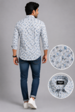 Olwin Men's Geometric Pattern Slim-Fit Casual Shirt - Image 4