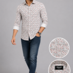 Olwin Men's Geometric Pattern Printed Slim Fit Casual Shirt