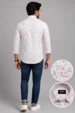 Olwin Men's White Floral Print Premium Cotton Shirt - Image 2