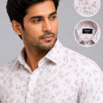 Olwin Men's White Floral Print Premium Cotton Shirt