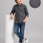 Boys' Charcoal Textured Everyday Long-Sleeve Shirt
