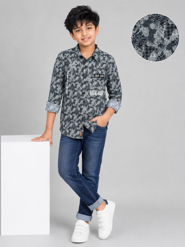 Boys Urban Graphic Print Button-Down Shirt - Image 2