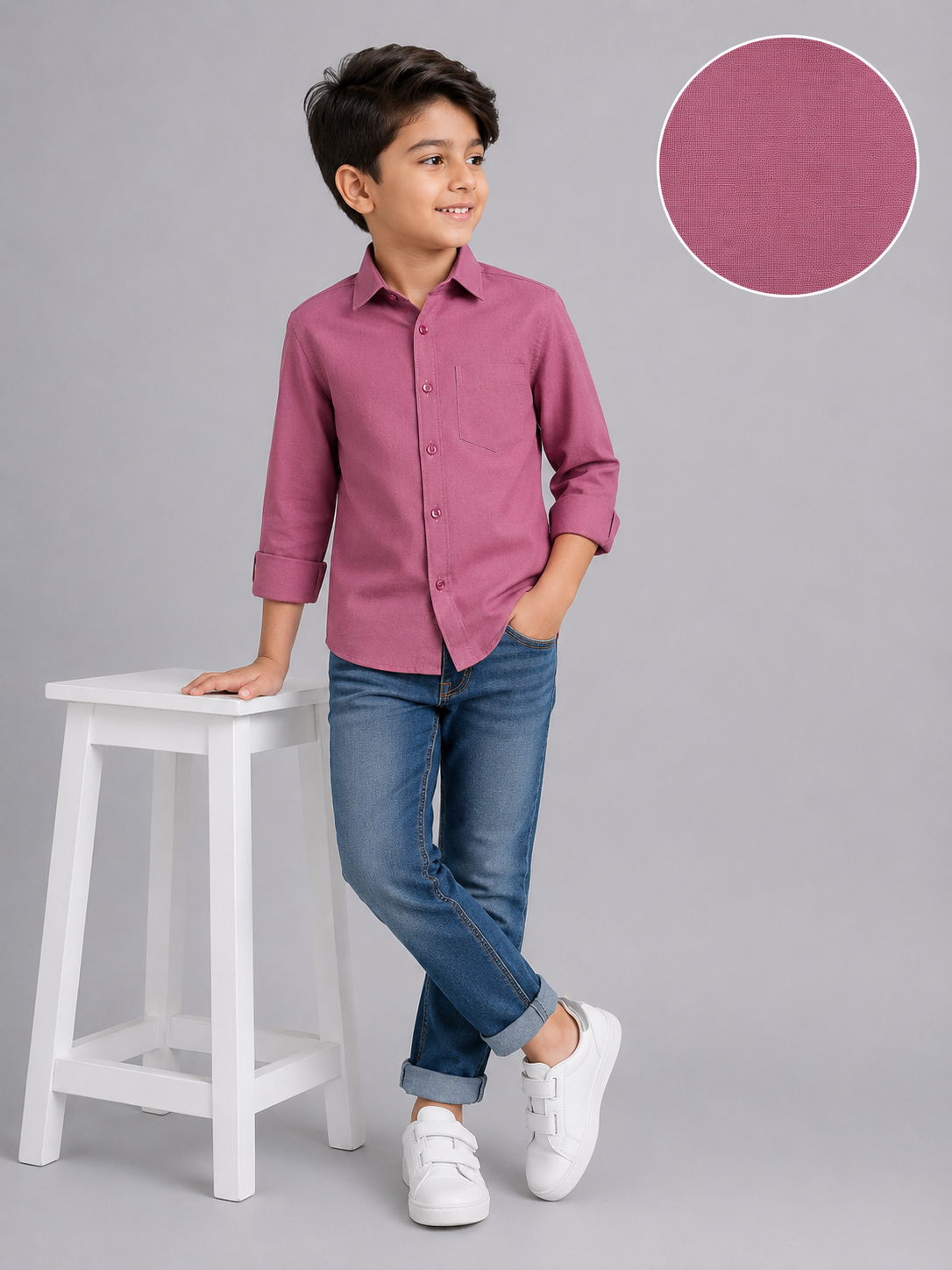 15711bf8-7fd9-4a56-b33c-958edebae543 Boys' Berry Textured Casual Button-Down Shirt - Image 1
