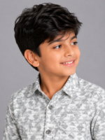 Boys' Geo-Trek Grey & White Triangle Print Casual Shirt - Image 2
