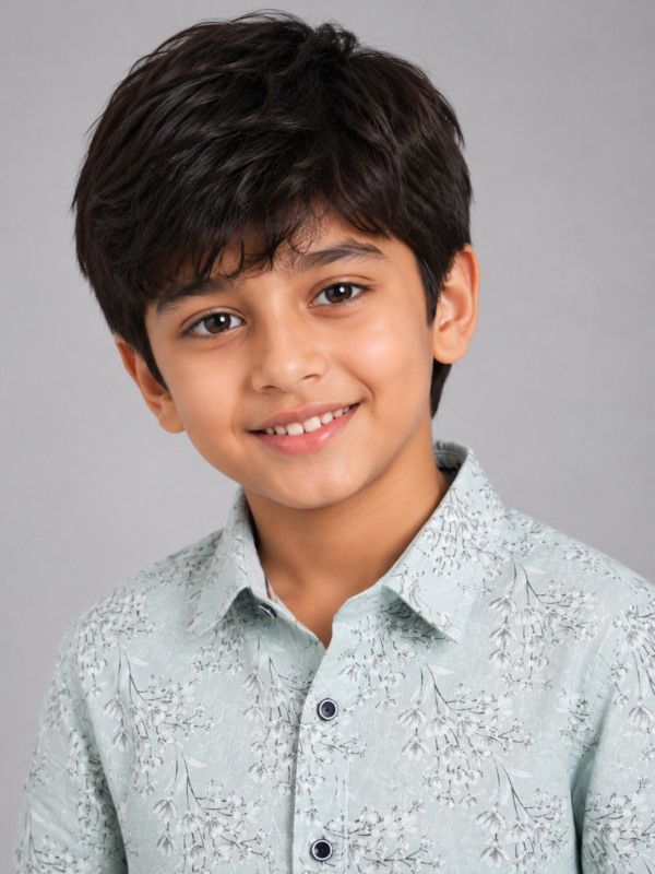 Boys' Mint Green Floral Print Casual Shirt - Image 3