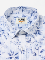 Boys' Blue & White Floral Striped Casual Full Sleeve Shirt - Image 3