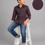 Boys' Stylish Maroon Geometric Print Full Sleeve Casual Shirt