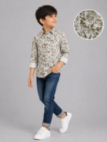 Boys' Modern Abstract Print Casual Button-Down Shirt - Image 2
