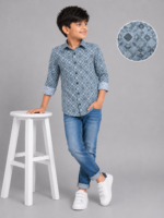 Boys' Geometric Print Cotton Shirt - Image 4
