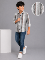 Boy's Modern Textured Stripe Casual Shirt - Image 2