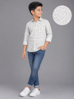 Boys' Abstract Geometric Print Casual Full Sleeve Shirt