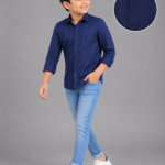 Boys' Stylish Navy Blue Textured Casual Shirt
