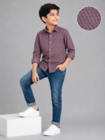 Boys' Plum Textured Full Sleeve Casual Shirt - Stylish & Comfortable - Image 2