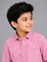 Boys' Stylish Pink Textured Casual Shirt - Image 2