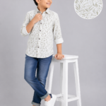 Boys' Olive Leaf Botanical Print Casual Shirt