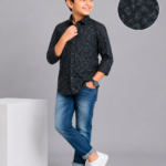 Boys' Premium Dark Paisley Print Button-Down Shirt