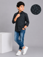Boys' Premium Dark Paisley Print Button-Down Shirt