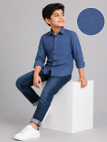 Boys' Premium Textured Cotton Button-Down Shirt