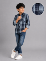 Boys' Blue & Navy Plaid Check Casual Shirt | Long Sleeve Button-Down - Image 2