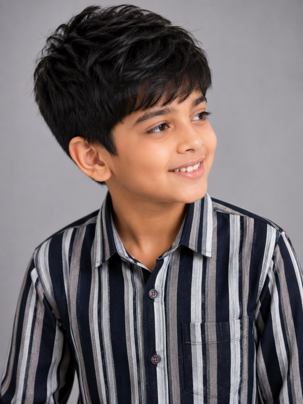 Boys' Stylish Multi-Stripe Long Sleeve Casual Shirt - Image 2