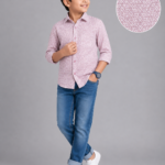 Boys' Stylish Mauve Geometric Print Full Sleeve Shirt